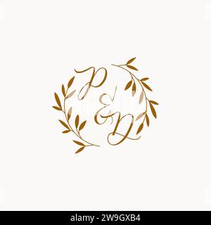 PD initial wedding monogram logo design Stock Vector