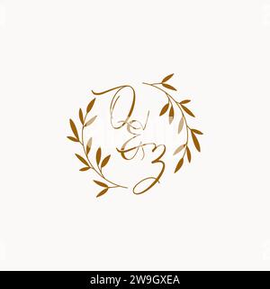 QZ initial wedding monogram logo design Stock Vector