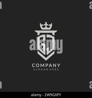Monogram GJ logo shield crown shape, elegant and luxury initial logo ...