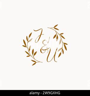 JU initial wedding monogram logo design Stock Vector