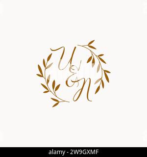 UN initial wedding monogram logo design Stock Vector