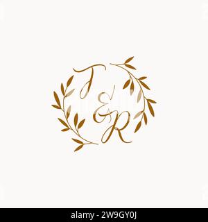 TR initial wedding monogram logo design Stock Vector