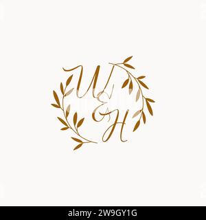 WH initial wedding monogram logo design Stock Vector