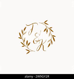 TK initial wedding monogram logo design Stock Vector