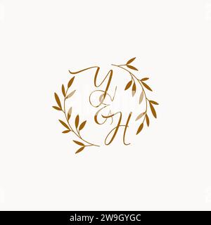 YH initial wedding monogram logo design Stock Vector