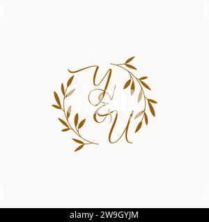 YU initial wedding monogram logo design Stock Vector