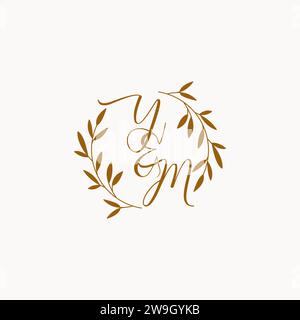 YM initial wedding monogram logo design Stock Vector