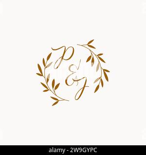 PJ initial wedding monogram logo design Stock Vector