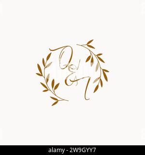 QI initial wedding monogram logo design Stock Vector