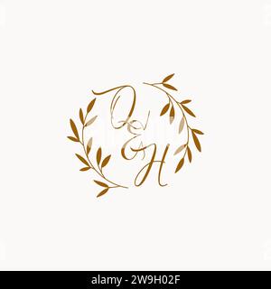 QH initial wedding monogram logo design Stock Vector