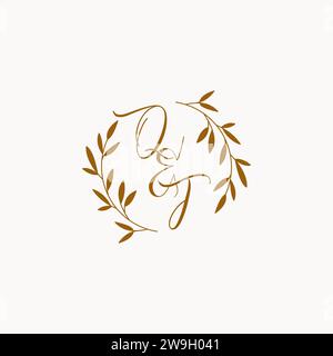 QT initial wedding monogram logo design Stock Vector
