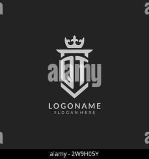 QT logo initial monogram with shield and sword design ideas Stock ...