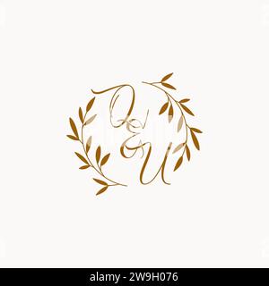 QU initial wedding monogram logo design Stock Vector