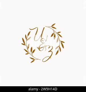 UZ initial wedding monogram logo design Stock Vector