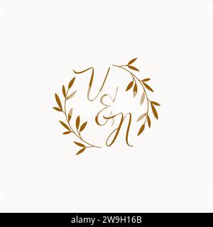 VN initial wedding monogram logo design Stock Vector