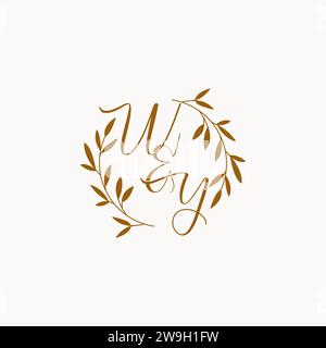WY initial wedding monogram logo design Stock Vector