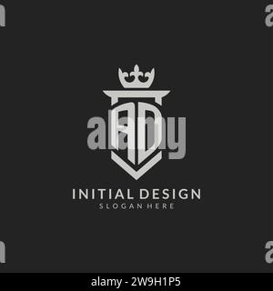 Initial AD shield and crown logo style vector graphic Stock Vector