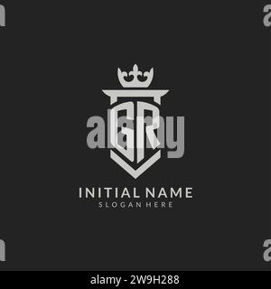 GR logo initial with shield shape design style vector graphic Stock ...