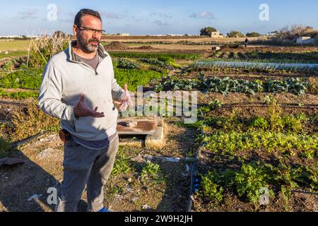 Sustainability Gardener of Xara Lodge in Rabat, Malta Stock Photo