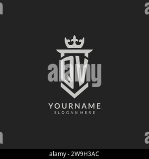 Letter QV logo monogram emblem style with crown shape design template ...