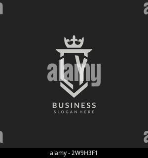 LY logo with shield and crown, initial monogram logo design ideas Stock ...