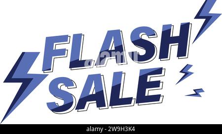 Blue Flash Sale Banner And Lightning Symbol Stock Vector
