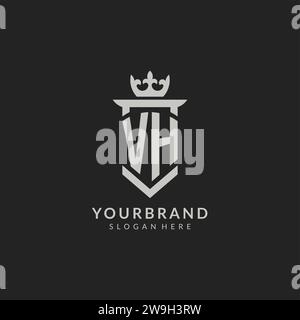 Monogram VH logo shield crown shape, elegant and luxury initial logo ...