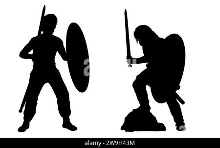 Celtic warriors on the attack. Historical silhouette drawing. Stock Photo