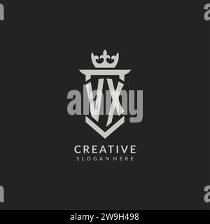 VX initial logo with shield and crown style design ideas Stock Vector ...