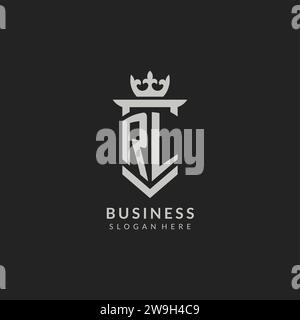 RL logo with shield and crown, initial monogram logo design ideas Stock ...