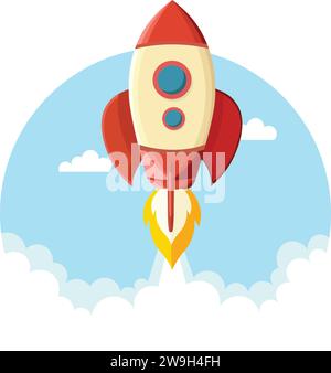 Rocket Flying In The Clipart Stock Vector