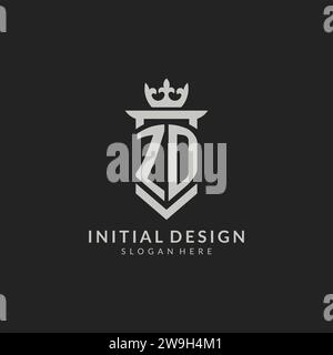 ZD logo with shield and crown, monogram initial logo style vector file ...