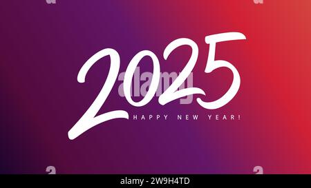 2025 calligraphy web slide. Happy New Year 2025 pink color typography logo design. Celebration number icon. Vector illustration Stock Vector