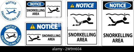 Water Safety Sign Notice -Snorkeling Area Stock Vector