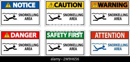 Water Safety Sign Notice -Snorkeling Area Stock Vector