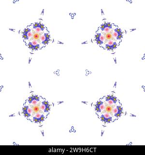 pattern, tile, mandala, seamless, design, digital, illustration, decoration, ornament, ornamental, art, symmetrical, symbol, wallpaper, background Stock Photo