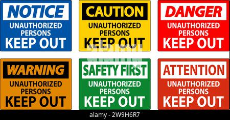 Caution Sign Unauthorized Persons Keep Out Stock Vector