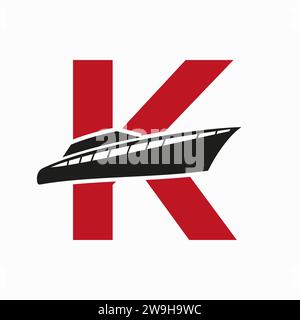 Boat Logo With K Letter. Ship Icon, Yacht Logo Symbol Stock Vector