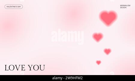 Gradient background with y2k heart. Valentine day minimalistic template. For sales and showing love to the buyer. Blurred vector illustration. Stock Vector