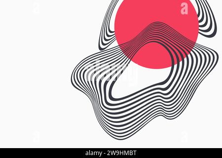 Black and white design. Abstract geometric pattern with optical illusion, geometric background. Stock Vector