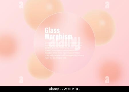 3D creative glass morphism background design. Transparent glass element with spheres. Stock Vector