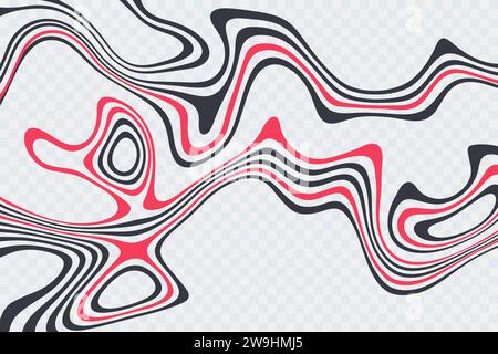 Distorted lines on a transparent background. Abstract waves vector design. Surreal background. Stock Vector