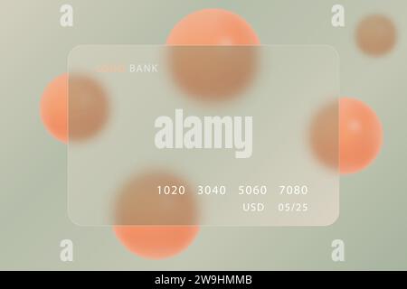 3D creative glass morphism background design. Transparent glass element with spheres. Stock Vector