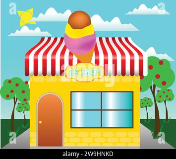 ICE CREAM SHOP VECTOR ILLUSTRATION Stock Vector