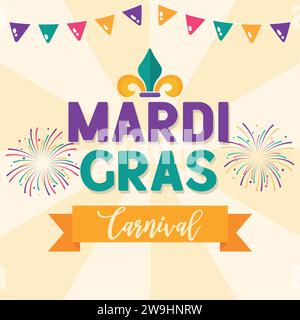 Mardi gras invitational poster with ornaments Lys flower Vector Stock Vector