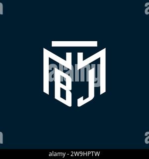 BJ monogram initial logo with abstract geometric style design inspiration Stock Vector