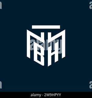 BH monogram initial logo with abstract geometric style design inspiration Stock Vector
