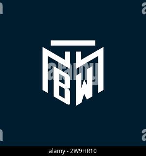 BW monogram initial logo with abstract geometric style design inspiration Stock Vector