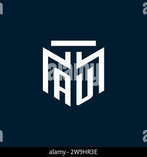 AU monogram initial logo with abstract geometric style design inspiration Stock Vector