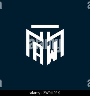 AW monogram initial logo with abstract geometric style design inspiration Stock Vector
